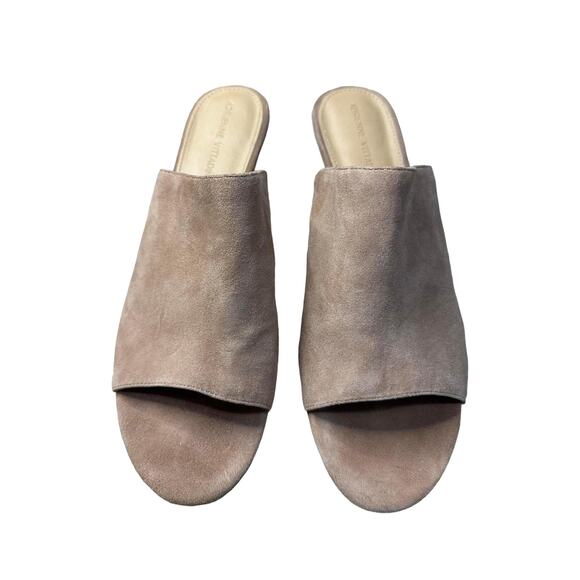 Adrienne Vittadini Pyle Tan Leather Suede Open Toe Mules Slide Sandal Size 10 - Picture 3 of 10